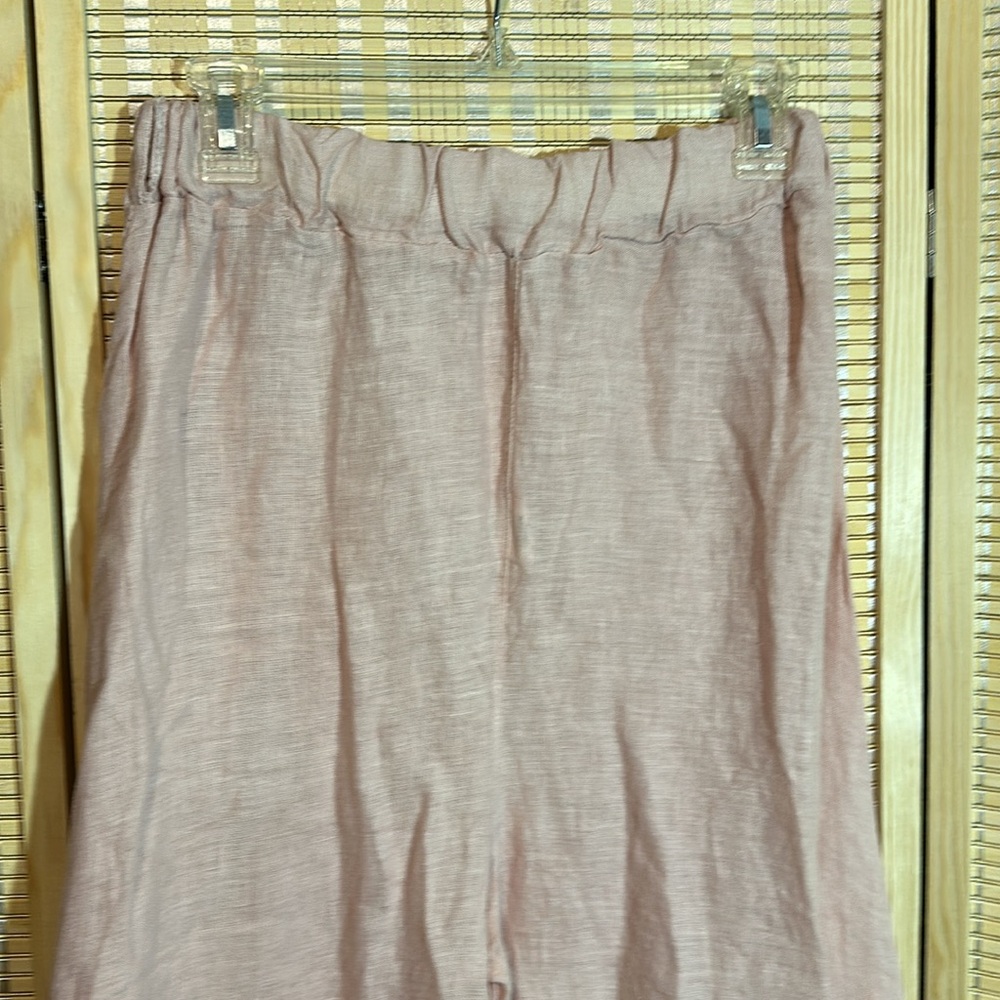 Suzy D London Light Pink Linen Sahara Ultra Wide Leg Culotte Pants Med NWT - Picture 9 of 16